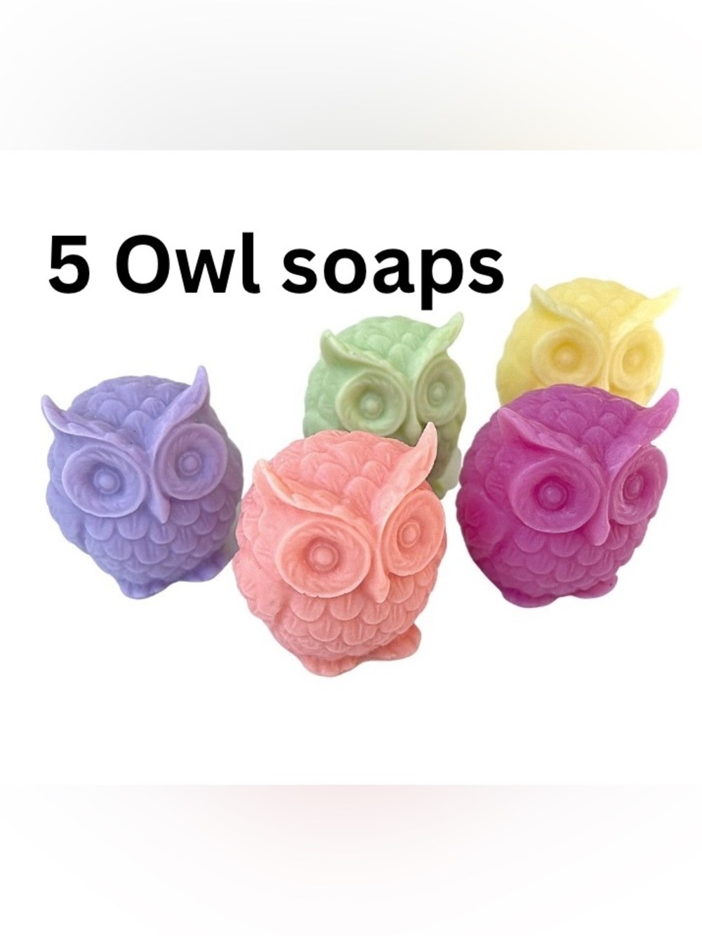 5 Adorable Soaps handmade owl shaped soap. Cute useful party favours/gifts